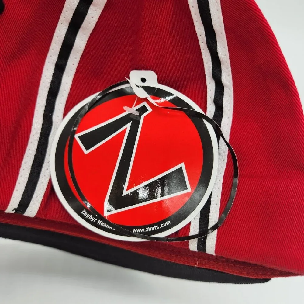 NWT Zephyr KB‎ Baseball Hat Cap Retro Fitted Youth Size Black Red Flat Brim NEW